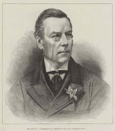 Le très honorable J Chamberlain, MP, président du conseil local (gravure) - English School