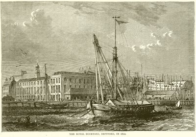 Le Chantier Naval Royal, Deptford, en 1810 - English School