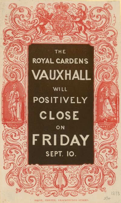 Les jardins royaux de Vauxhall fermeront positivement - English School