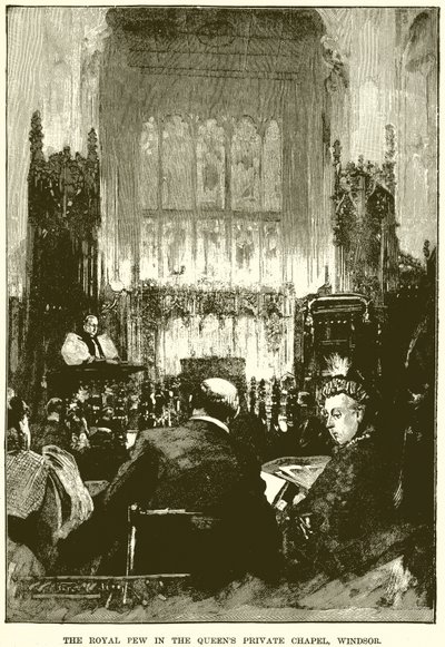 La loge royale dans la chapelle privée de la reine, Windsor - English School