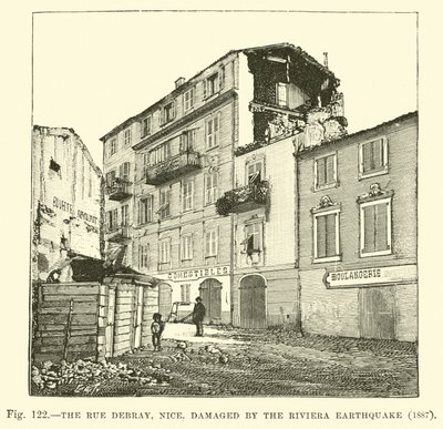 La rue Debray, Nice, endommagée par le tremblement de terre de la Riviera, 1887 - English School