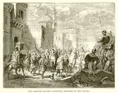Les Sarrasins quittant Narbonne, rendue aux Francs - English School