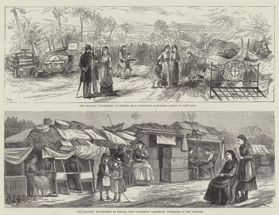Le campement des Shakers à Hordle (gravure) - English School