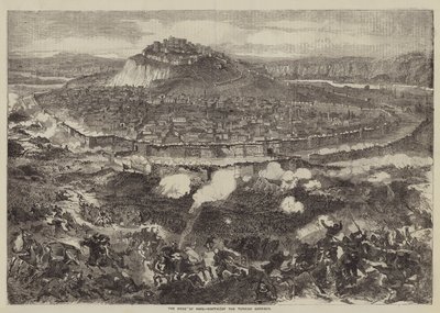 Le siège de Kars, sortie de la garnison turque (gravure) - English School
