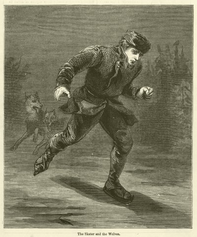 Le patineur et les loups (gravure) - English School