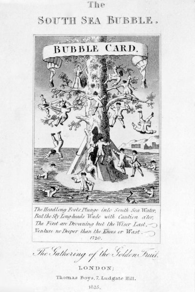 La bulle de la mer du Sud, gravure réalisée par Thomas Boys, 1825 - English School