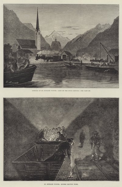 Le tunnel ferroviaire du Saint-Gothard (gravure) - English School