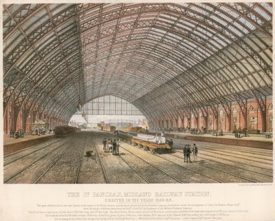 La gare de St Pancras, chemin de fer Midland, Londres, érigée entre 1866 et 1869 - English School