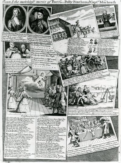 Le Méli-mélo de la scène représentant le goût poli de la ville et les mérites incomparables du poète G., Polly Peachum et le capitaine Macheath, c.1728 - English School