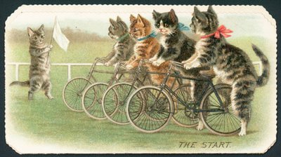 Le départ, Course de chats, Carte de Noël - English School