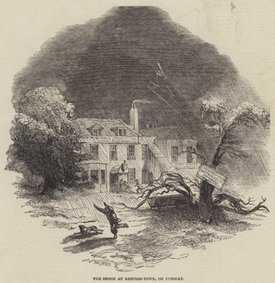 La tempête à Kentish-Town, mardi (gravure) - English School