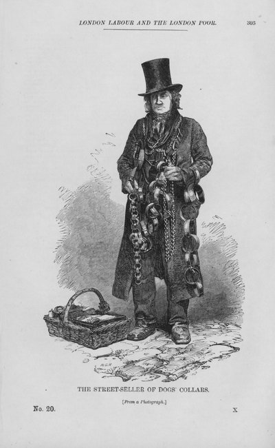 Le vendeur de colliers pour chiens (gravure) - English School