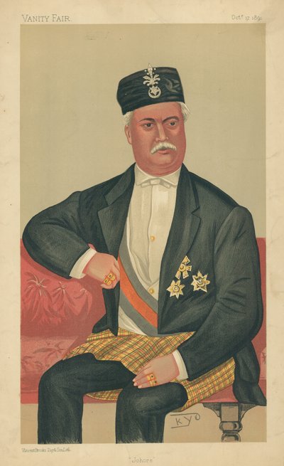 Le Sultan de Johore, Johore, 17 octobre 1891, caricature de Vanity Fair - English School