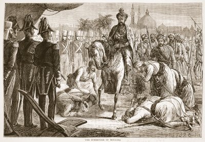 La reddition de Moolraj, illustration de Cassells Illustrated History of England - English School