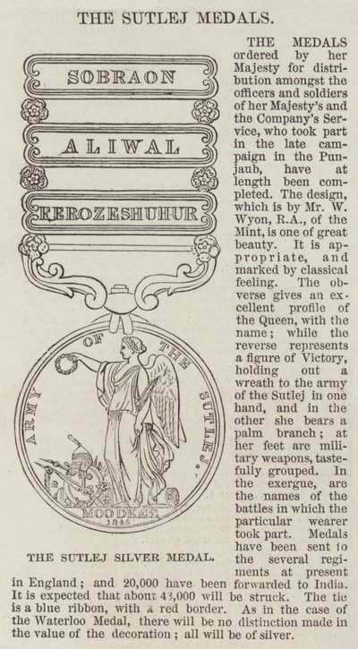 Les médailles de Sutlej (gravure) - English School