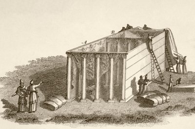Le Tabernacle dans le désert découvert (lithographie) - English School