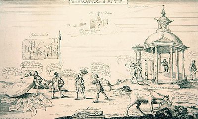 Le Temple et Pitt (gravure) - English School