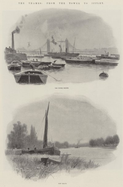 La Tamise, de la Tour à Iffley (lithographie) - English School