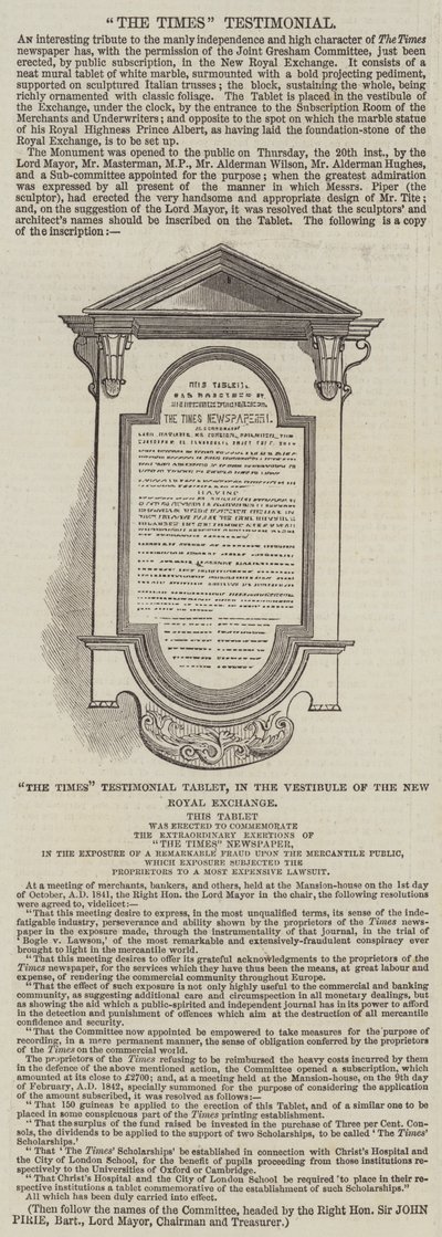 Le témoignage du Times (gravure) - English School
