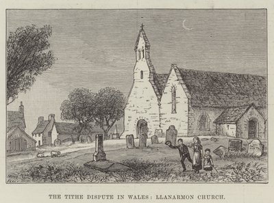 Le conflit de la dîme au Pays de Galles, église de Llanarmon (gravure) - English School