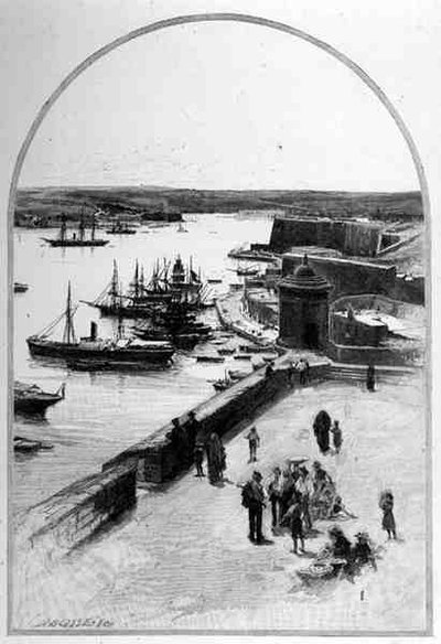 Le sommet du Grand Port, La Valette, Malte, tiré de 