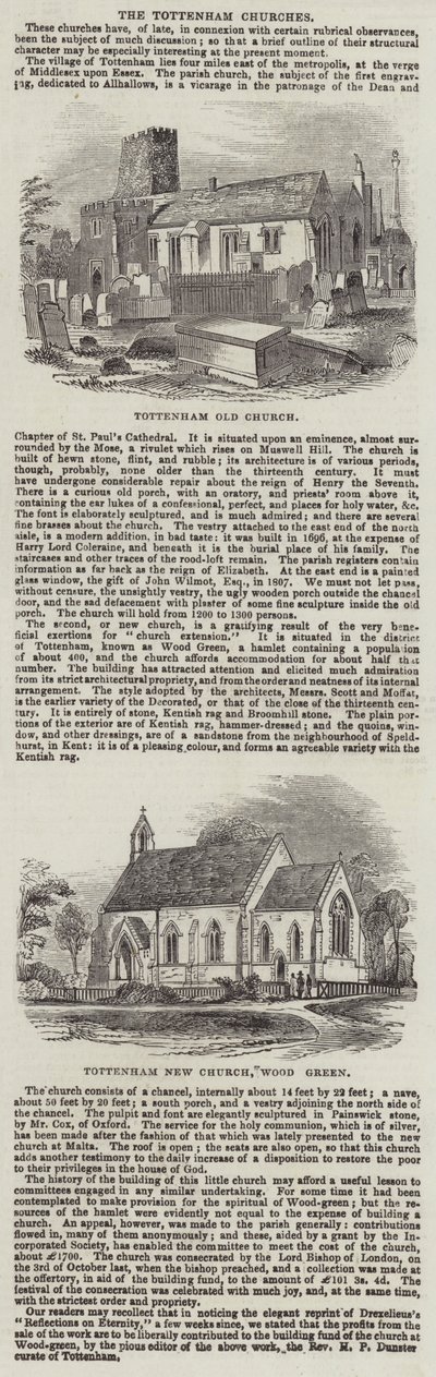 Les églises de Tottenham (gravure) - English School