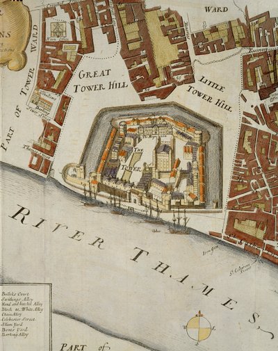 La Tour et Sainte-Catherine, détail de la Tour de Londres, pour 