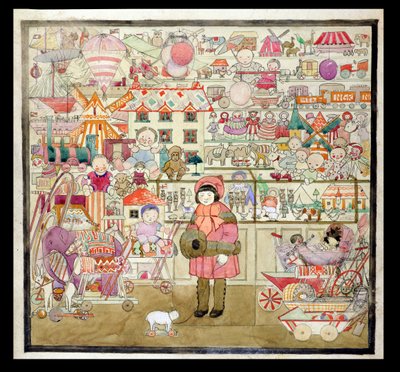 Le magasin de jouets à Noël, vers 1910 - English School