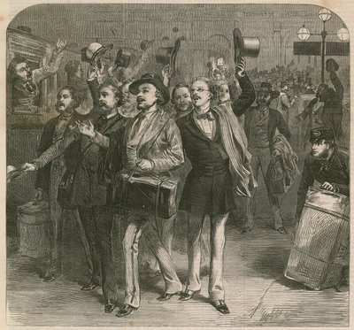 La guerre : Départ des Prussiens de la gare de Charing-Cross - English School