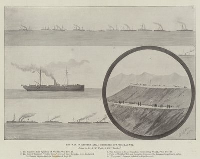 La guerre en Asie orientale, croquis au large de Wei-Hai-Wei (lithographie) - English School
