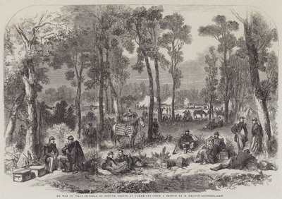 La guerre en Italie, bivouac des troupes françaises à Cameriano (gravure) - English School