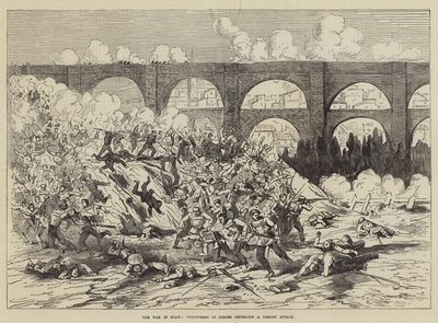 La guerre en Espagne, les volontaires de Teruel repoussant une attaque carliste - English School