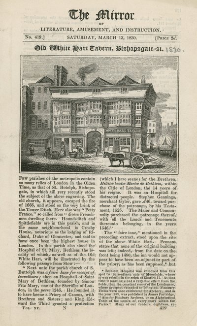 Le White Hart Tavern, Bishopsgate Street - English School