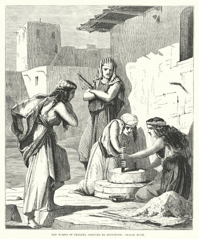 Les femmes de Chaldée réduites en servitude, Isaïe XLVII (gravure) - English School