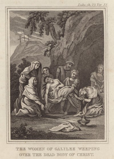 Les femmes de Galilée pleurant sur le corps mort du Christ - English School