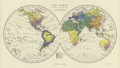Le monde montrant la distribution des religions - English School
