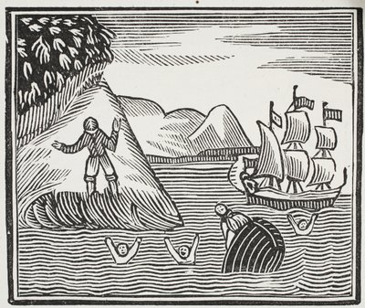 Le naufrage, illustration de Chap-books du XVIIIe siècle par John Ashton, pub. 1882 - English School