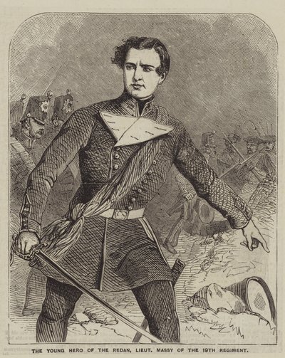 Le jeune héros du Redan, lieutenant Massy du 19e régiment (gravure) - English School