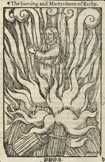 Le bûcher et le martyre de Kerby (gravure) - English School