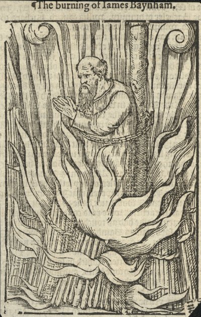 Le bûcher de James Baynham (gravure) - English School
