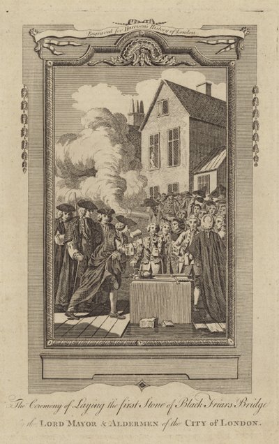 La cérémonie de pose de la première pierre du pont Black Friars - English School