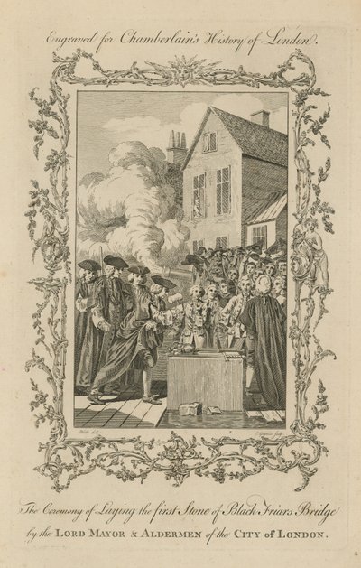 La cérémonie de pose de la première pierre du pont de Blackfriars - English School