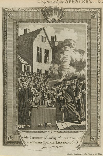 La cérémonie de pose de la première pierre du pont de Blackfriars - English School
