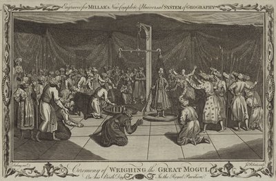 La cérémonie de la pesée du Grand Moghol pour son anniversaire - English School