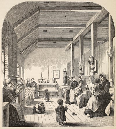 La nurserie des condamnés à Brixton, illustration de The Criminal Prisons of London and Scenes from Prison Life par Henry Mayhew et John Binny, pub. 1862 - English School