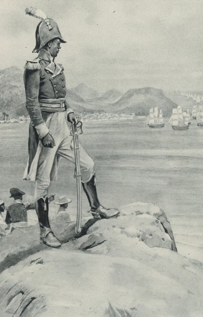 La mort du pauvre Toussaint Louverture approche, le leader noir regarde la flotte envoyée par Napoléon pour sa destruction - English School