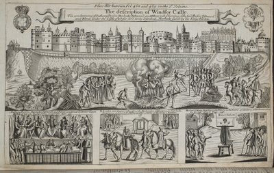Description du château de Windsor, illustration des Actes et Monuments de John Foxe, neuvième édition, pub. 1684 - English School