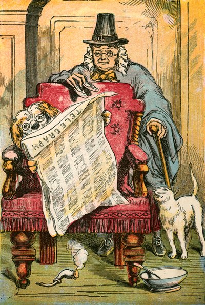 Le chien lisant les nouvelles - English School