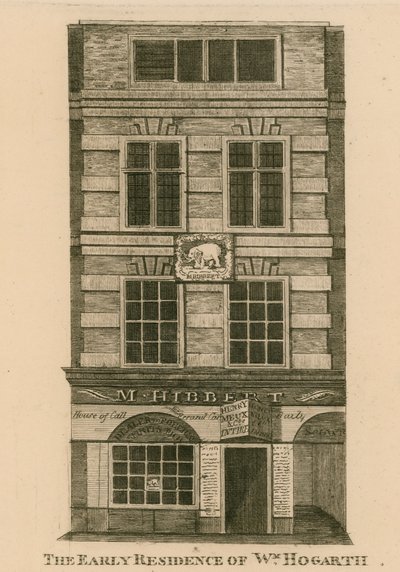 La première résidence de William Hogarth, Fenchurch Street, Londres - English School