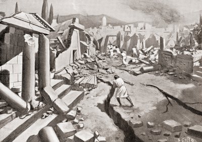 Le tremblement de terre à Sparte, Grèce antique, 464 av. J.-C., de l
